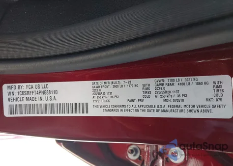 2023 Ram 1500 Big Horn 4X4 5'7 Box from USA, damaged, VIN 1C6SRFFT4PN688110